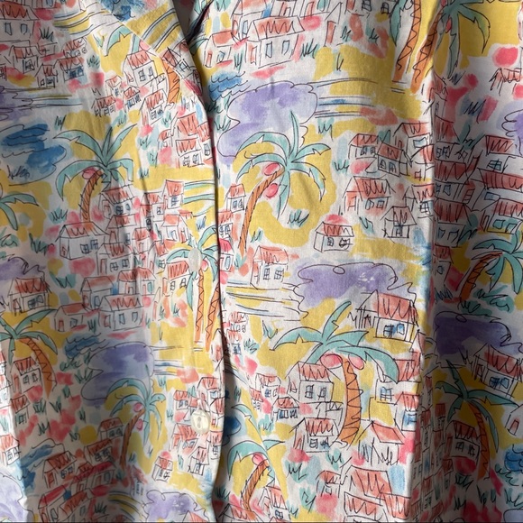 Doncaster Multicolored Cotton House & Tree's Print Notch Collar S/S Blouse - 12 - Picture 6 of 7